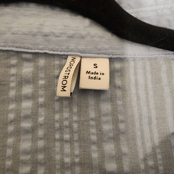 Nordstrom Seersucker Pajamas NWT Blue Small- Missing button, spots on pants - Picture 6 of 16